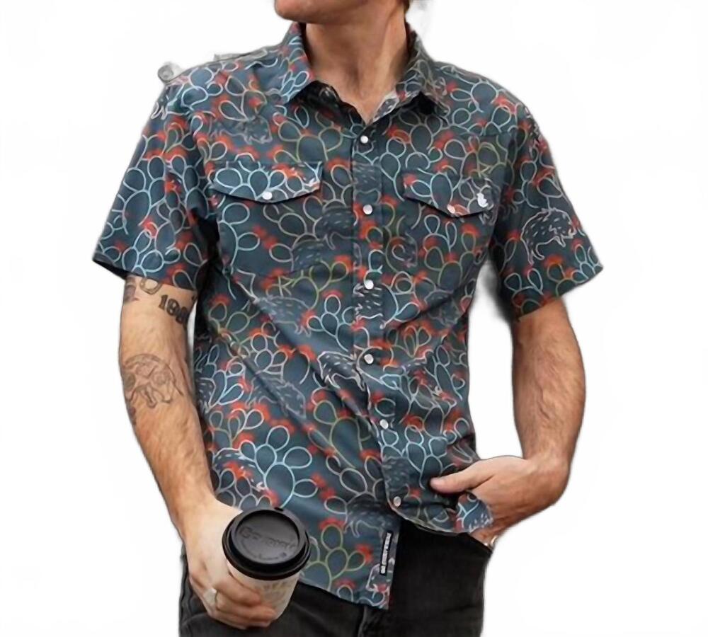 NEW RAISED BY COYOTES javelina paradise pearl snap shirt in blue